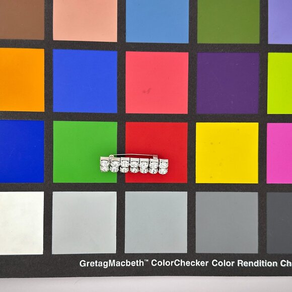 Vintage Rhinestone Bar Pin Brooch | Silver Tone Crystal Accent - Picture 10 of 10